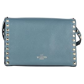 Valentino Garavani-Borsa a tracolla Rockstud Valentino in pelle Blu-Blu