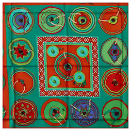 Hermès-Hermes Carré Belles du Mexique Silk Scarf Cotton Scarf in Excellent condition-Autre