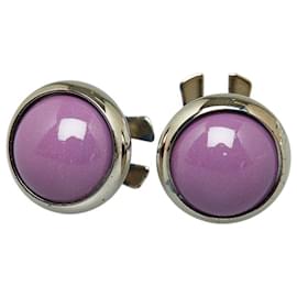 Hermès-Hermes Silver Purple Metal Eclipse Earrings in Very Good Condition-Purple