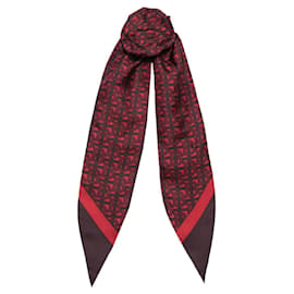 Burberry-Burberry silk monogram print hair scarf-Dark red