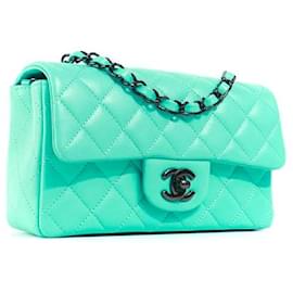 Chanel-Chanel MINI RECTANGLE TIMELESS AZUL TIFFANY-Azul claro