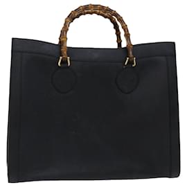 Gucci-GUCCI Bamboo Tote Bag Leather Black 002 1186 0259 Auth ep3840-Black