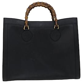 Gucci-GUCCI Bamboo Tote Bag Leather Black 002 1186 0259 Auth ep3840-Black