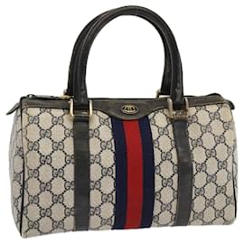 Gucci-Bolso Boston GUCCI GG Supreme Sherry Line PVC Azul marino Rojo 24 012 3841 Auth yk11363-Roja,Azul marino