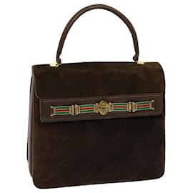 Gucci-GUCCI Hand Bag Suede Brown Auth 69726-Brown