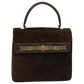 Gucci-GUCCI Hand Bag Suede Brown Auth 69726-Brown