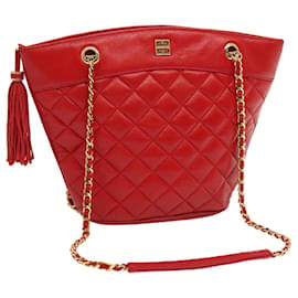 Givenchy-GIVENCHY Quilted Chain Shoulder Bag Leather Red Auth yk11347-Red