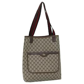 Gucci-GUCCI GG Supreme Web Sherry Line Tote Bag Beige Red Green 39 02 003 Auth yk11426-Red,Beige,Green