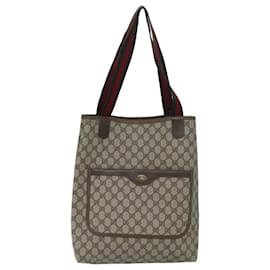 Gucci-GUCCI GG Supreme Web Sherry Line Tote Bag Beige Red Green 39 02 003 Auth yk11426-Red,Beige,Green