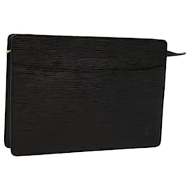 Louis Vuitton-LOUIS VUITTON Epi Pochette Homme Bolsa Clutch Preta M52522 Autenticação de LV 69820-Preto