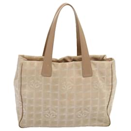 Chanel-CHANEL New Travel Line Tote Bag Nylon Beige CC Auth th4722-Beige