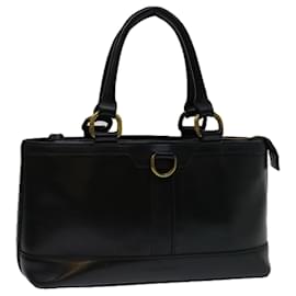 Burberry-BURBERRY Hand Bag Leather Black Auth bs13097-Black
