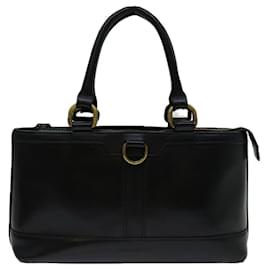 Burberry-BURBERRY Hand Bag Leather Black Auth bs13097-Black