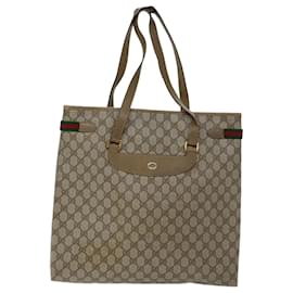 Gucci-GUCCI GG Supreme Web Sherry Line Tote Bag PVC Beige Red 39 02 091 auth 69959-Red,Beige