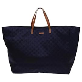 Gucci-GUCCI GG Canvas Tote Bag Navy 286198 auth 69951-Navy blue