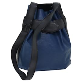 Louis Vuitton-Bolsa de ombro LOUIS VUITTON Epi Sac Depaule PM Azul Preto LV Auth 70115-Preto,Azul