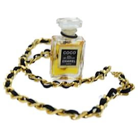 Chanel-CHANEL Perfume Necklace Gold CC Auth ar11606b-Golden