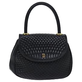 Bally-BALLY Quilted Hand Bag Leather Black Auth yk11509-Black