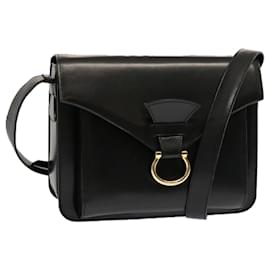 Céline-CELINE Shoulder Bag Leather Black Auth ep3891-Black