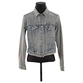 All Saints-Veste en jean en coton-Bleu