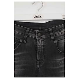 R13-Jeans slim in cotone-Nero