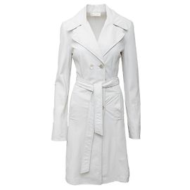 Roberto Cavalli Long Leather Jacket White