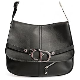 Dior-Grand sac bandoulière Dior Dior Saddle en cuir noir-Noir