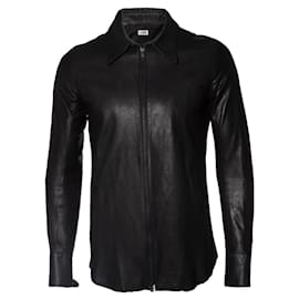 Autre Marque-l.g.b., black leather zip jacket-Black