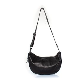 Yohji Yamamoto, borsa hobo a tracolla in pelle Nero