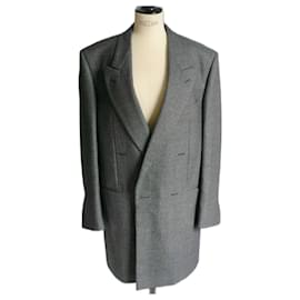 Louis Vuitton-LOUIS VUITTON Wool coat ¾ herringbone sublime new condition T48 FR-Grey