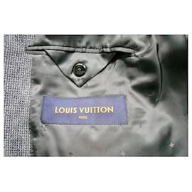 Louis Vuitton-LOUIS VUITTON Wool coat ¾ herringbone sublime new condition T48 FR-Grey