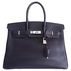 Hermès-Hermes Birkin 35 dark blue bag-Dark blue