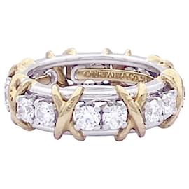 Tiffany & Co-Bague Tiffany & Co. "Sixteen Stones Jean Schlumberger" or jaune, platine, diamants.-Autre