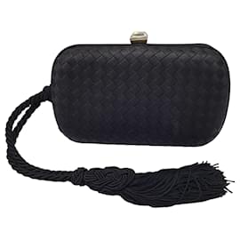 Autre Marque-Mini pochette Bottega Veneta vintage in raso intrecciato nero intrecciato-Nero