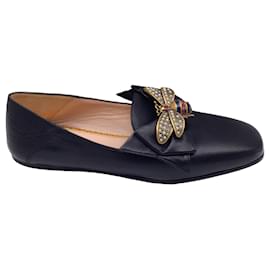 Autre Marque-Gucci Black Queen Margaret Nappa calf leather Leather Loafers-Black