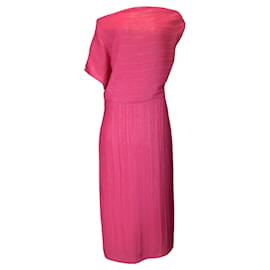 Autre Marque-Rachel Comey Hot Pink Sequined One Shoulder Midi Dress-Pink