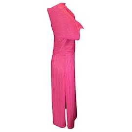 Autre Marque-Rachel Comey Hot Pink Sequined One Shoulder Midi Dress-Pink