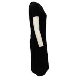 Autre Marque-St. John Black Knit Crepe Cap Sleeve Dress-Black
