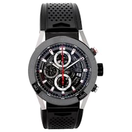 Tag Heuer-Tag Heuer Carrera Car2A1Z-0 WKW3609 SS & Rubber AT Skeleton dial-Black