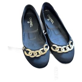 Chanel Ballet Flats Black Leather Black