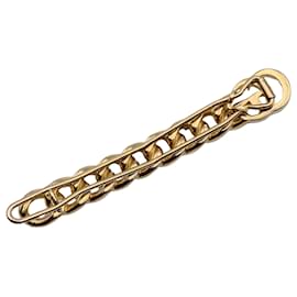 Gucci-Gold Metal GG Logo Chain Hair Clip Barrette with Box-Golden