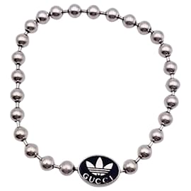 Gucci-x Adidas Argent Massif 925 Bracelet chaîne boule boule logo-Argenté