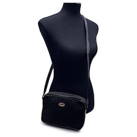 Gucci-Vintage Black Monogram Canvas Leather Shoulder Bag-Black