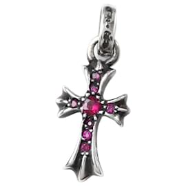 Chrome Hearts-Chrome Hearts Pave Ruby Baby Fat Cross Pendant Metal Pendant in Excellent condition-Other