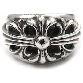 Chrome Hearts-Chrome Hearts Silver Floral Cross Ring  Metal Ring in Good condition-Other