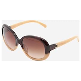 Chanel-Black and beige two-tone ombre sunglasses-Black
