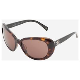 Chanel-Brown tortoise shell oversized sunglasses-Brown