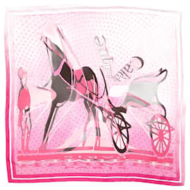 Hermès-Pañuelo estampado seda rosa-Rosa