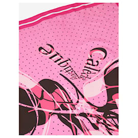 Hermès-Lenço estampado em seda rosa-Rosa