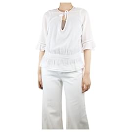Heidi Klein-Blanquecino 7/8 top de algodón transparente con mangas - talla L-Blanco